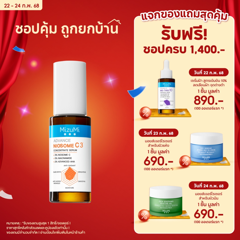 MizuMi Advance Niosome C Concentrate Serum 30 ml เซรั่มนีโอโซม ซี เข้มข้น 3% ผิวดูกระจ่างใส แข็งแรง ทนต่อมลภาวะและแสงแดด