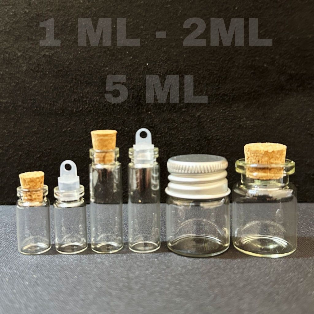 พร้อมส่งทันที ขวดแก้วจิ๋ว ฝาก๊อก ฝายาง จุกไม้คอร์ก ฝาเกลียว ขนาด1ml 2ml 5ml