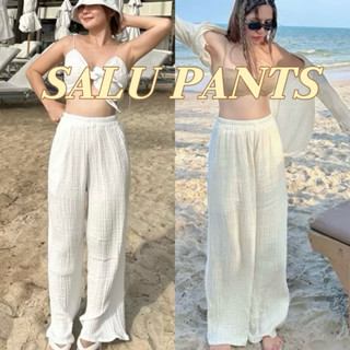 กางเกงขายาวผ้าสาลู 2 ชั้น ดีเทลเรียบหรู กางเกงไปทะเล กางเกงช…