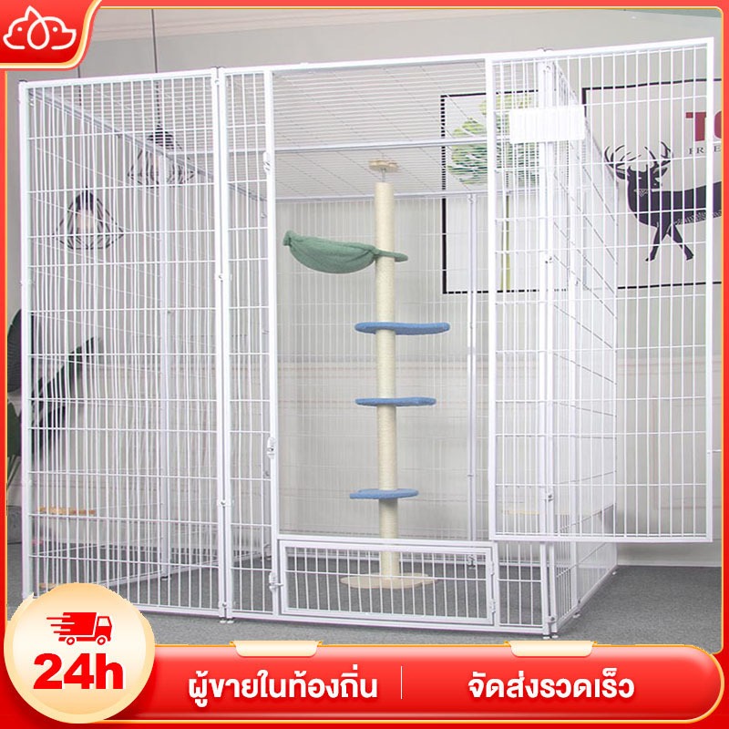 😺กรงขังแมว Pet Cage พื้นที่ว่างขนาดใหญ่ ป้องกันไม่ให้สัตว์เลี้ยงหลบหนี กรงแมว คอกกั้นสัตว์เลี้ยง กรงแมวขนาดใหญ่ กรงแมวแ