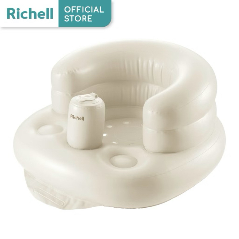 Richell (ริเชล) เก้าอี้ฝึกหัดนั่งแบบลอยน้ำได้ รุ่นใหม่ เก้าอี้ปั๊มลมได้ในตัว Airy Chair Green