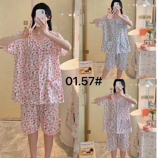 พร้อมส่ง!!!ชุดนอนกางเกงขาสั้น กระดุมผ่าหน้า Big size หลากสี
