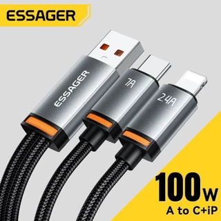 Essager 100W 7A สายเคเบิลข้อมูลหนึ่งถึงสอง A-C+C/A-C+L for ip Huawei oppo redmi