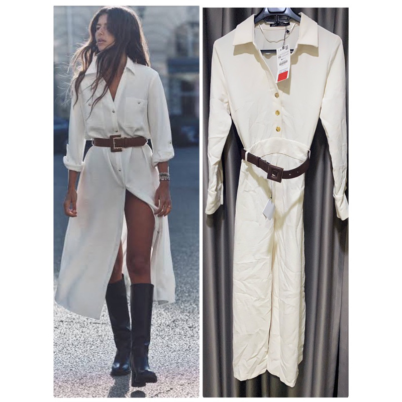 zara dress size xs สีครีม