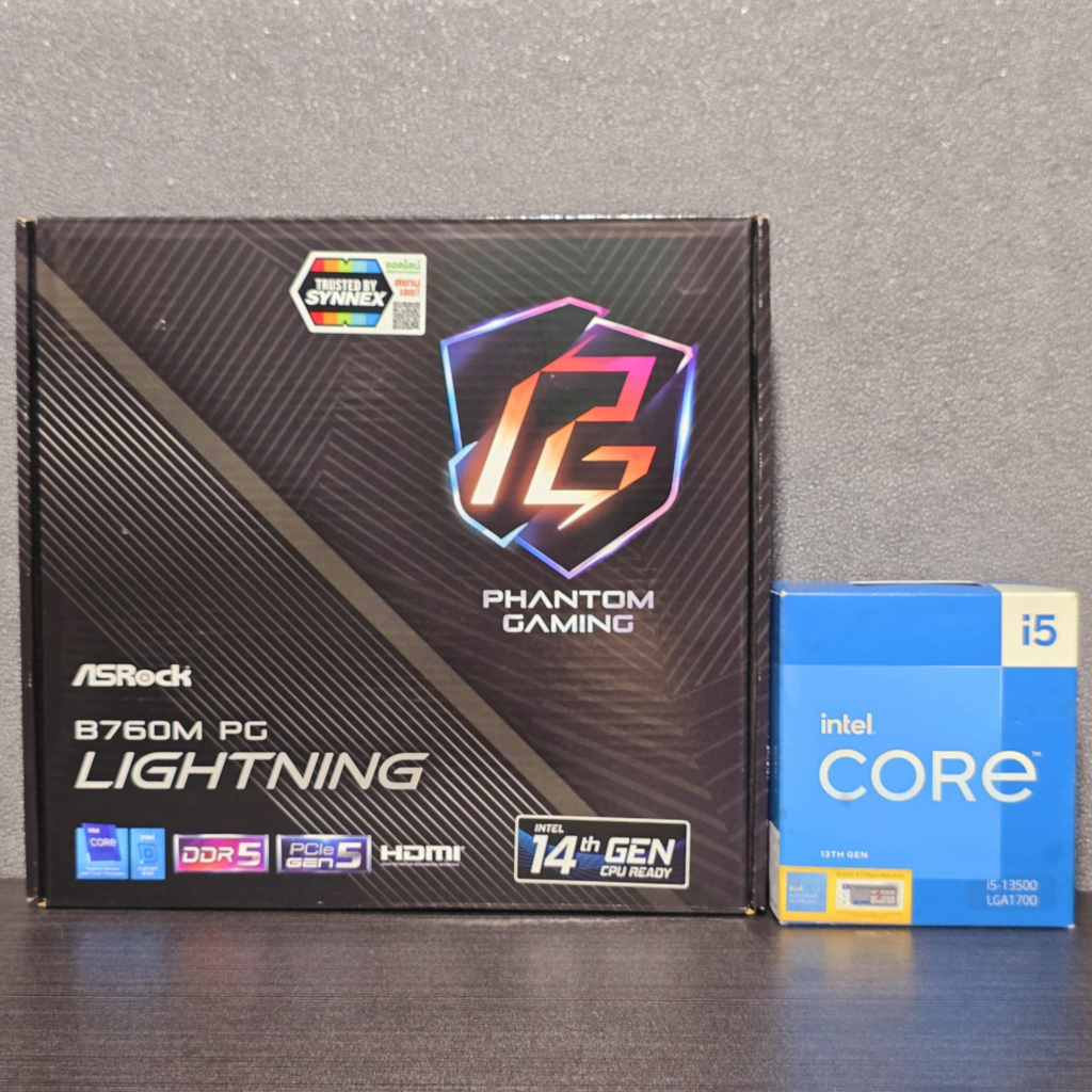 CPU INTEL CORE I5 13500 (Intel UHD Graphics 770) + ASROCK B760M PG LIGHTNING (DDR5) (LGA 1700) มือ2 
