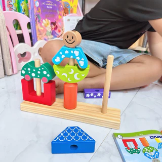 Preschool puzzel game บล็อคไม้ Day & Night ของเล่นฝึกแก้ปัญหาสำหรับเด็ก