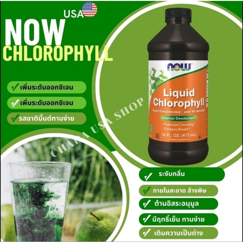 Liquid Chlorophyll, Natural Mint , 16 fl ozคลอโรฟิล์สกัดเข้มข้นจากธรรมชาติ (473 ml)🥬🥦🫛