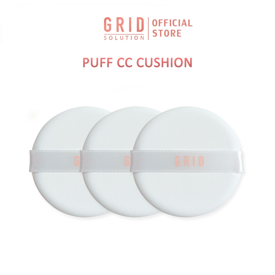 GRID Solution Puff  กริด พัฟ คุชชั่น 3 ชิ้น แถบvาว