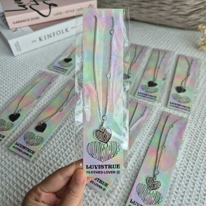 พร้อมส่ง LUV IS TRUE PO HEART NECKLACE(SILVER) สร้อยคอ รูปหัวใจ (แบบ 1 เส้น)