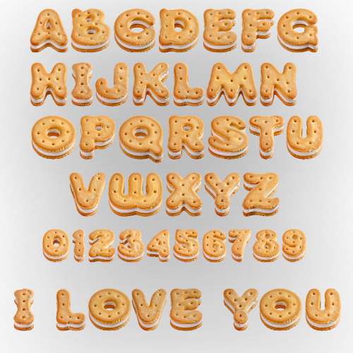 ตัวรีดติดเสื้อ F.58  ตัวอักษรBiscuit-Crisp  A - Z  รีดง่ายติดได้ทุกเนื้อผ้า