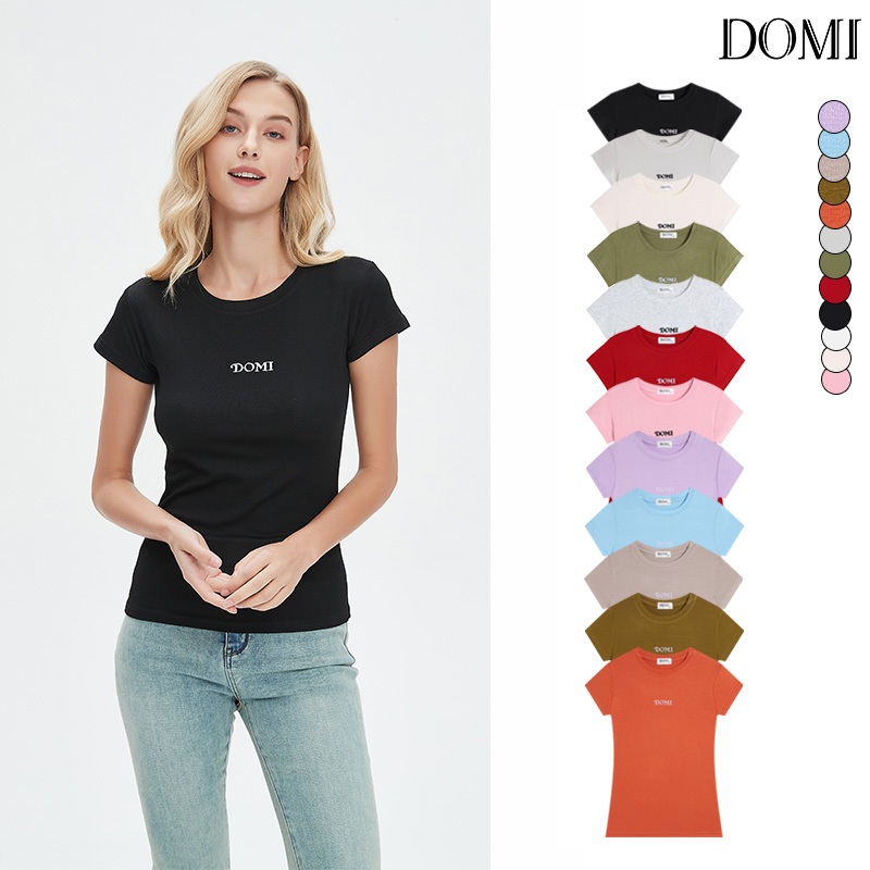 DOMI - (S-XL) -  Baby Tee  เสื้อยืดเบบี้ทีเเขนสั้น ทรงใหม่