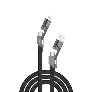 สายชาร์จ UVOLT 4-in-1 Multifunctional Cable 60W Fast Charge & Data Sync 1.5M Black (UV4In1-01BK) by Studio 7