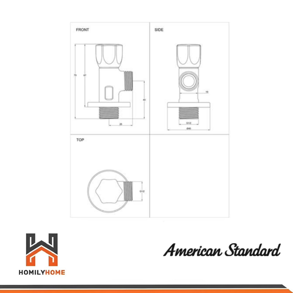 American Standard สต็อปวาล์ว 1 ทาง เซรามิควาล์ว รุ่น A-5601-N - รูปที่ 2