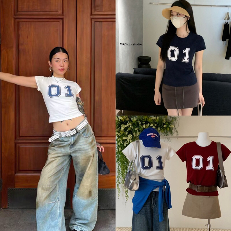 เสื้อแขนสั้นคอกลมสกรีนลายรุ่น 3778 TAG.WG.WE🇰🇷🇰🇷