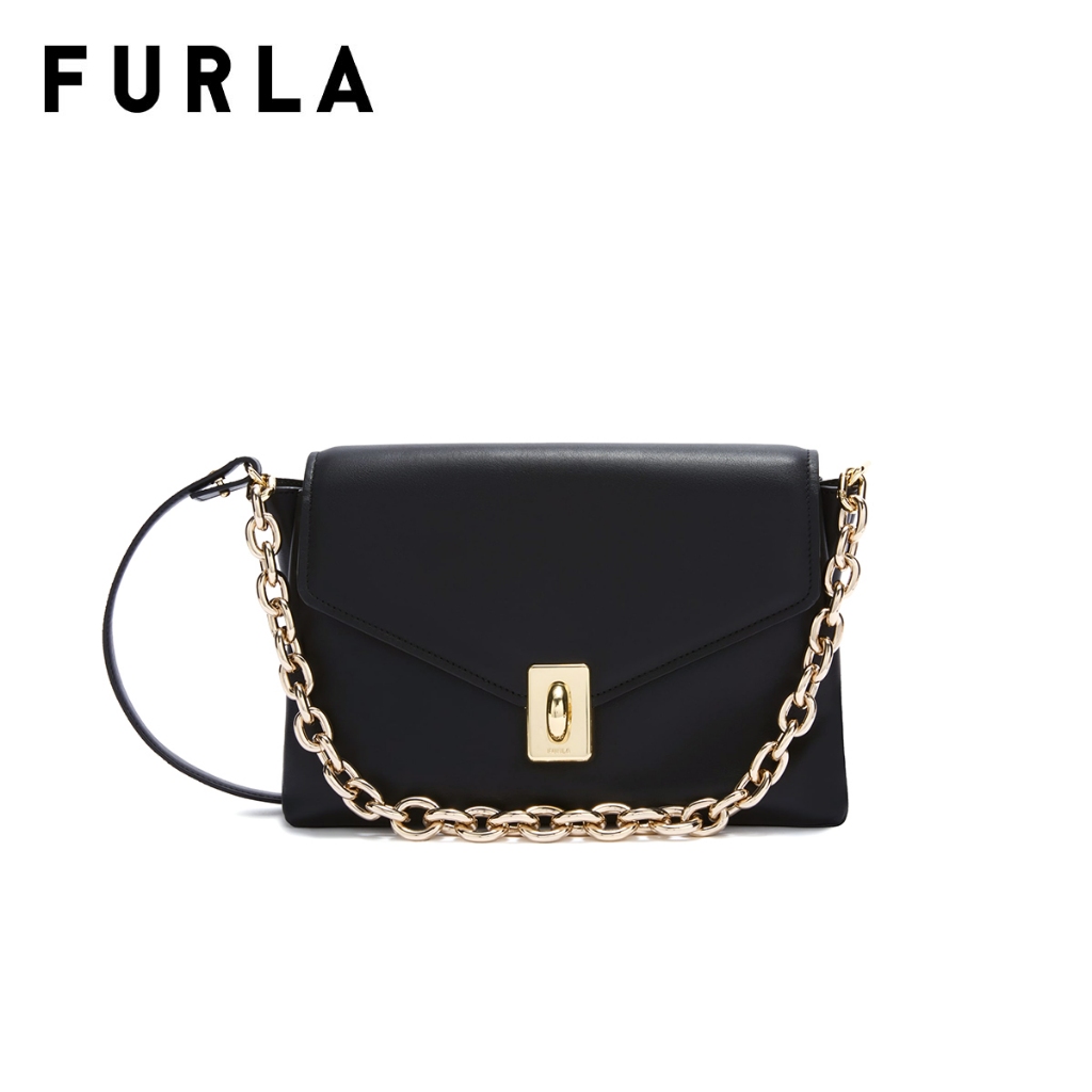 FURLA สายกระเป๋า รุ่น MERIDIANA M C.BODY W/DOUBLE STRAP สี NERO