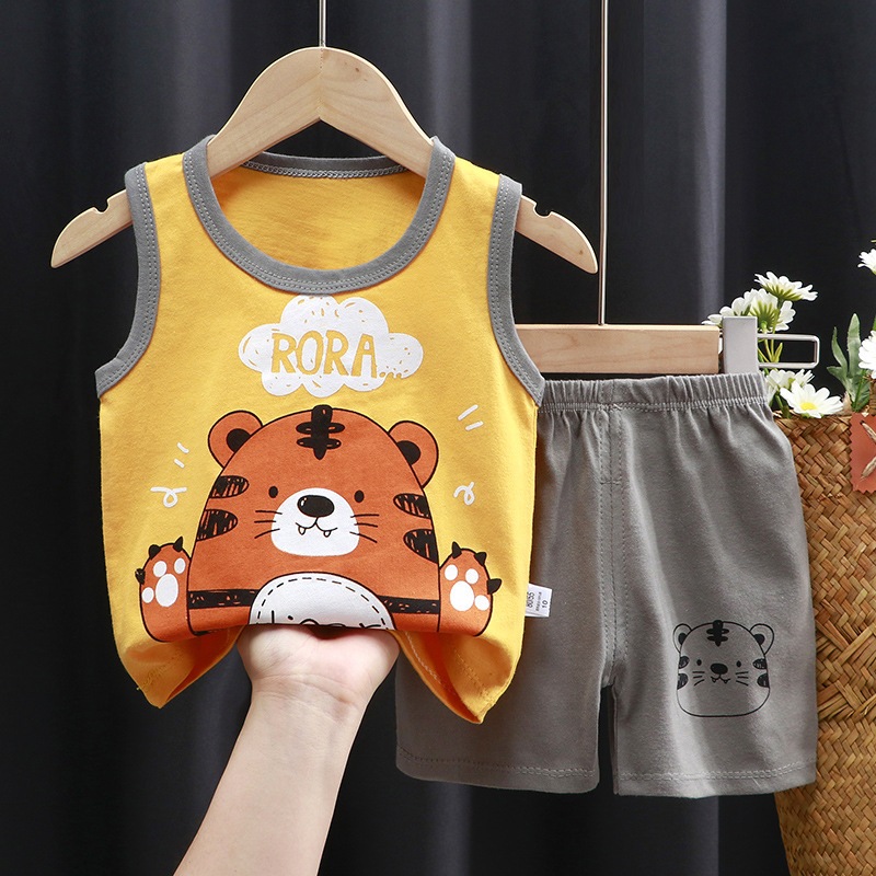 ชุดเด็ก เสื้อกล้าม+กางเกงขาสั้น เสื้อแขนกุด ผ้าฝ้าแท้ cotton Size 80-110 CM #140 - รูปที่ 5