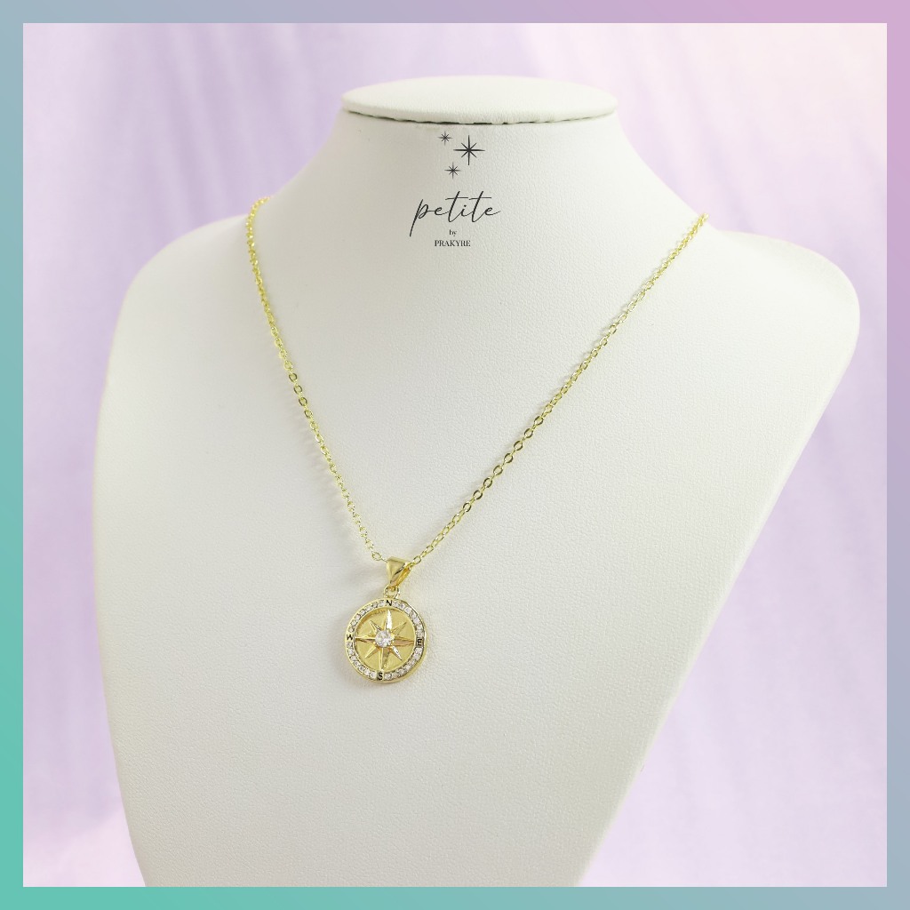 [พร้อมส่งในไทย🇹🇭] Compass Necklace - สร้อยคอสีทอง ทรงกลม ดาวประกาย เข็มทิศ