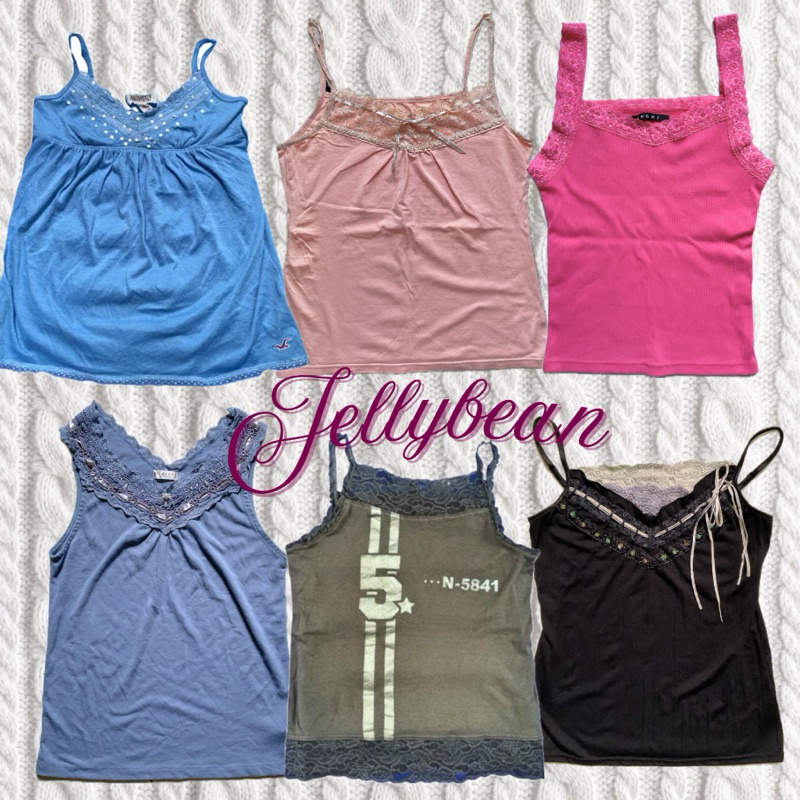 Camisole2สายเดี่ยวเสื้อกล้ามแต่งลูกไม้งานญี่ปุ่น🐈‍⬛axes femme✿