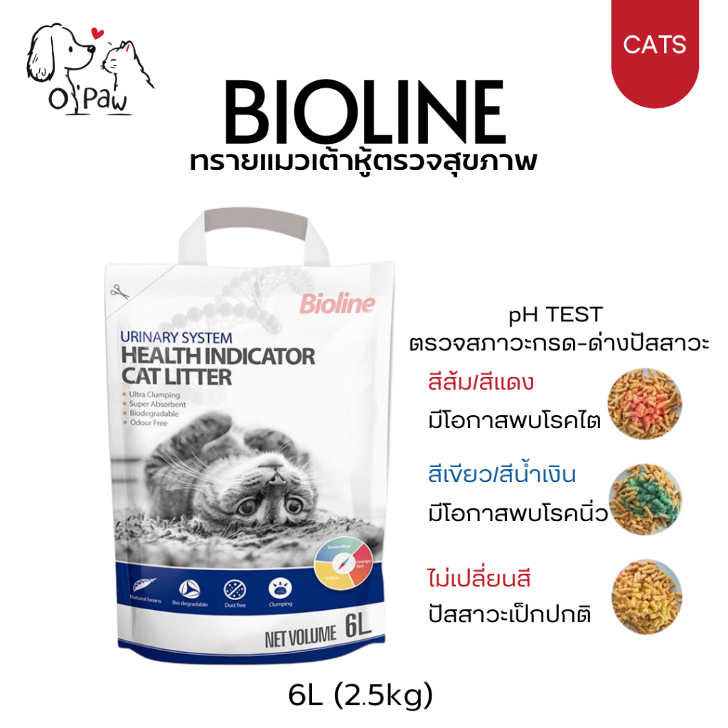 Bioline Tofu Urinary Indicator ทรายแมวตรวจสุขภาพ ทรายแมวตรวจโรค ทรายแมวเต้าหู้ตรวจฉี่