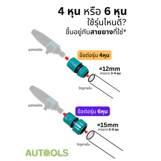💦ข้อต่อสวมไว 4หุน 6หุน ใช้ต่อกับสายยาง ข้อต่อวาล์วปิด-เปิด ข้อต่อสายยาง Quick connector water pipe AUTOOLS 💦