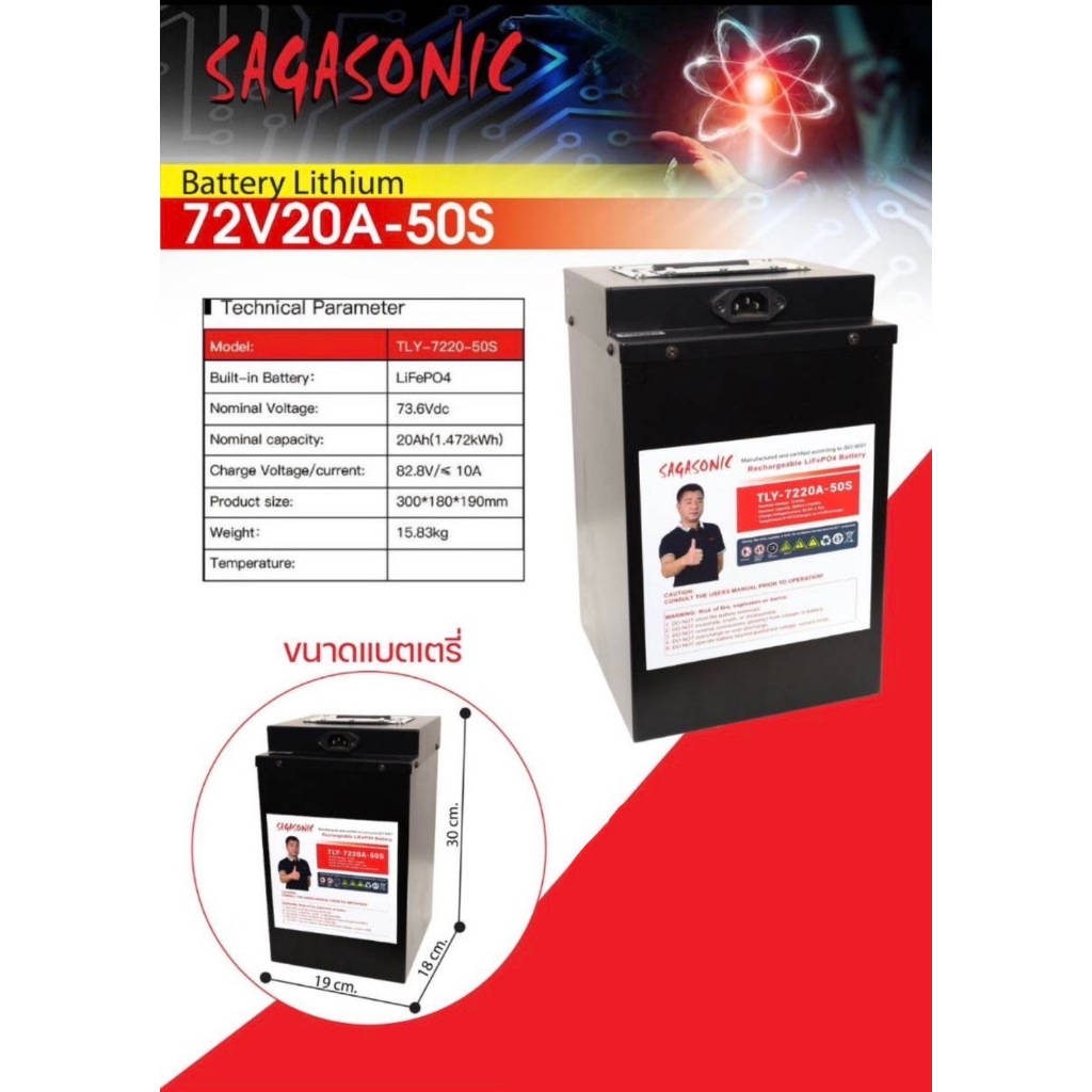แบตเตอรี่ลิเธียม  LiFePo4 72V 20AH 50S