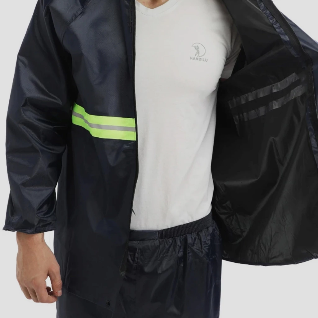 Alitech เสื้อกันฝน สีกรมท่า แถบสะท้อนแสงสีเขียว XL-4XL thumbnail 9