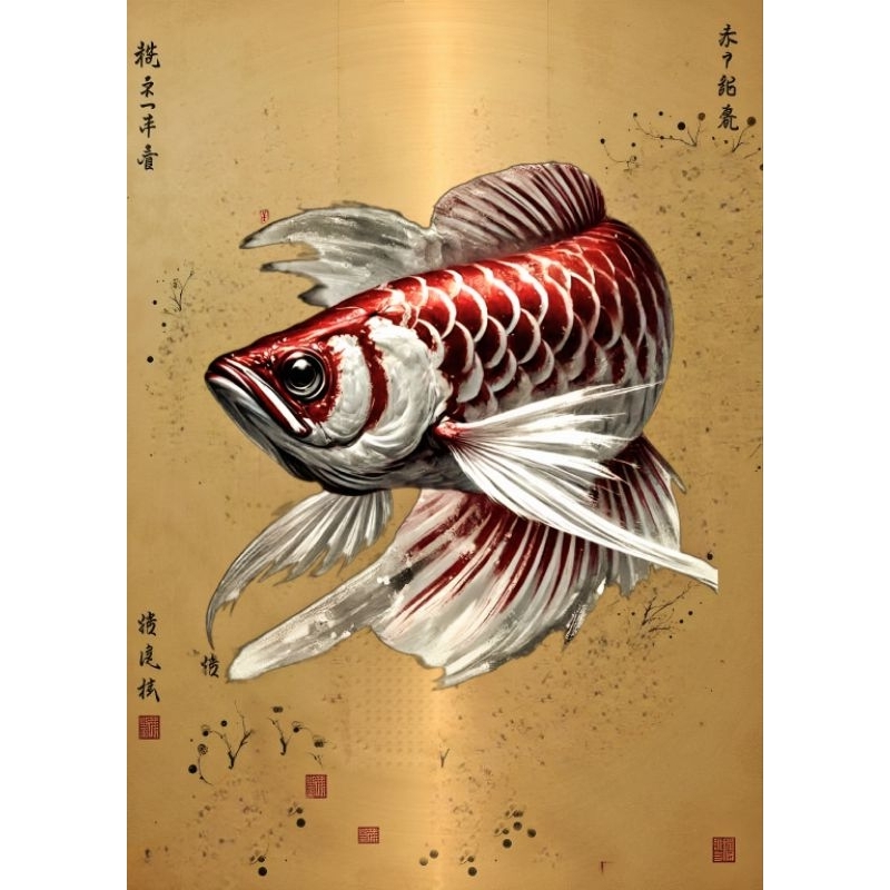 รูปโปสเตอร์  ปลามังกร ไม่มีกรอบ ติดผนัง ภาพมงคล เสริมฮวงจุ้ย ตกแต่งบ้าน ขนาด A3