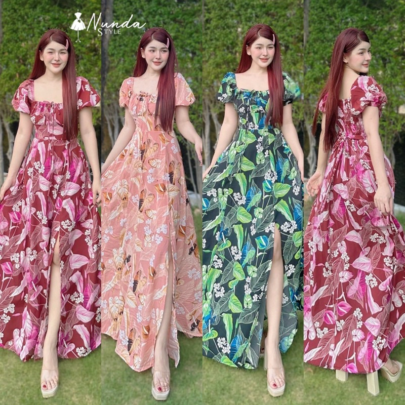 🕶️Nunda Style🕶️ เดรสทรงเจ้าหญิงแขนตุ๊กตา สม็อคด้านหลังงานสวยจริงไม่ตกตา