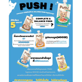 อาหารเปียกแมว Push 100g เนื้อมูส Complete & Balanced กินเป็นมื้อหลัก สารอาหารครบถ้วน