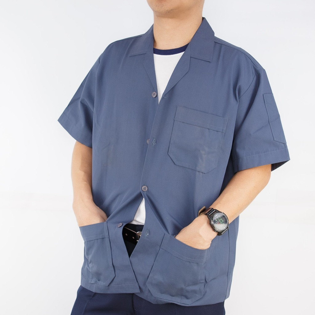 เสื้อช็อปนักเรียนศึกษาการอาชีพ ผ้าโทเร ปักตราโลโก้อาชีวะ เรียบร้อย เท่ห์ สมาร์ท พร้อมลุยทุกงาน