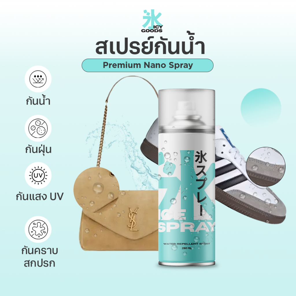 REVIEW 5⭐ Icy Goods สเปรย์กันน้ำ Waterproof Nano Spray กันแดด กันฝุ่น สิ่งสกปรก รองเท้า กระเป๋า หมวก