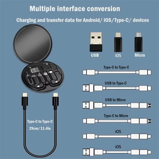XH สายเคเบิลข้อมูลมัลติฟังก์ชั่นสําหรับ USB-AB-C 60WPD Fast Charge ที่วางโทรศัพท์มือถือสายชาร์จ Travel Pack อเนกประสงค์