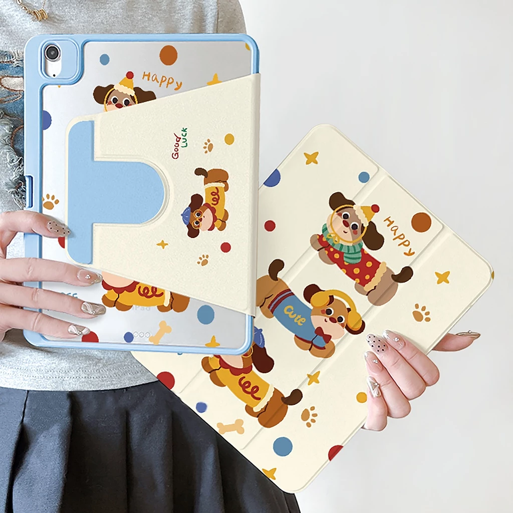 🪐24 ชั่วโมงเคส🪐case iPad Gen11 Air6 11 Air7 ที่ใส่ปากกา แอปเปิล ดัชชุนด์ เคสiPadหมุน 360° Gen9 MINI7