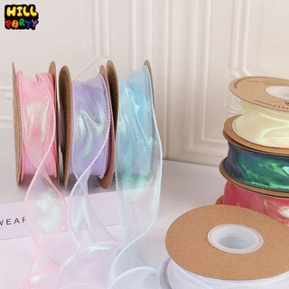 ริบบิ้นผ้าแก้วเกาหลี Iridescent Fishtail ผ้าชีฟอง สไตล์โรแมนติก สําหรับตกแต่งงานแต่งงาน งานวันเกิด วันวาเลนไทน์