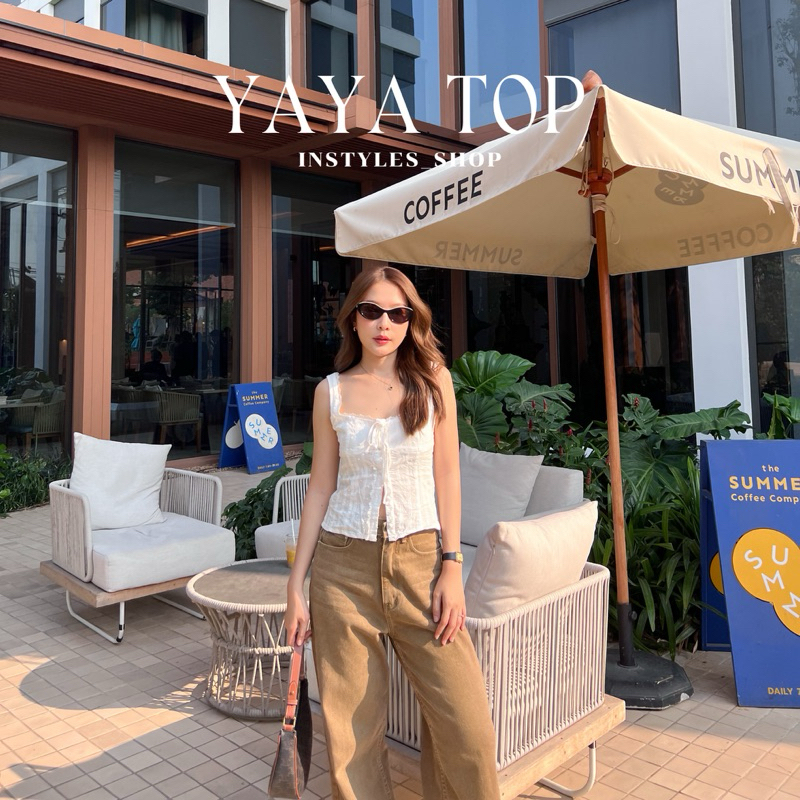 Instyles_Shop - Yaya Top เสื้อกั๊กสายเดี่ยวผูกหน้า แต่งลูกไม้ งานน่ารัก (มีXS-L)