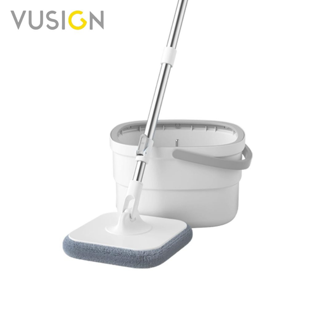 [ของขวัญฟรี] Vusign ไม้ถูพื้นแบบหมุนได้ ไม้ถูพื้น ไม้ม็อบ แบบกลม แบบเหลี่ยม มีถังแยกน้ำ Spin Mop
