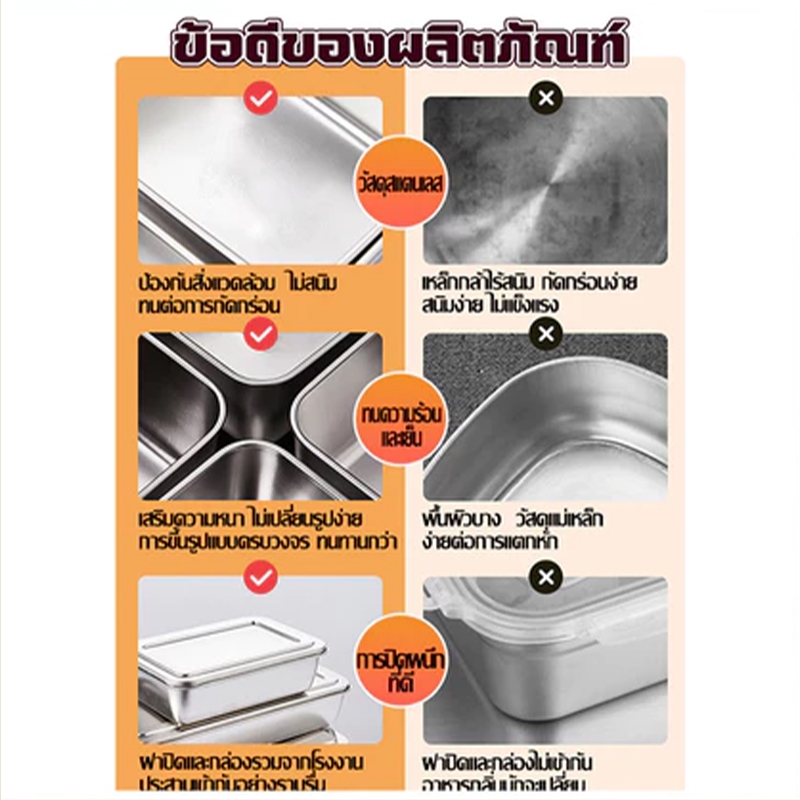 สแตนเลสใส่อาหาร กล่องใส่เครื่องปรุงสแตนเลส กล่องใส่อาหารสแตนเลสเกรด304 ที่ใส่เครื่องปรุง - รูปที่ 3