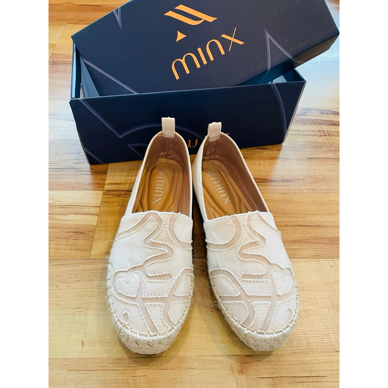 Minx chloe fluffy รุ่นผ้าลายหัวใจ (สี Latte / ไซส์ 35 ความยาว 22.0-22.5 ซม / ใส่ 1 ครั้ง / พร้อมส่ง)