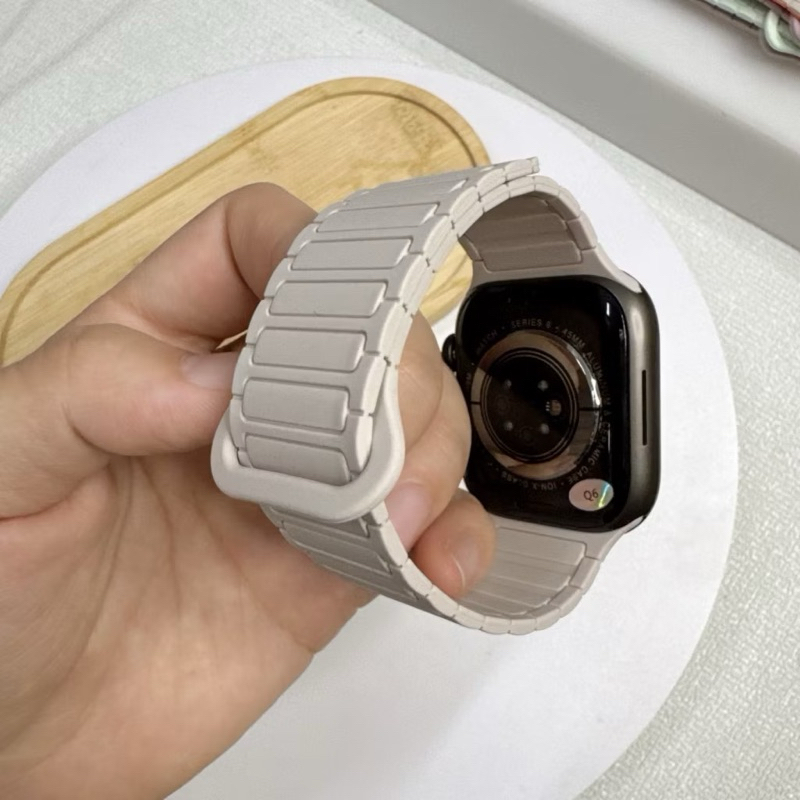 ZMZ-สายนาฬิกา Smartwatch สายแม่เหล็กคลื่นสีทูโทน สไตล์แฟชั่น ขนาด 38/40/41/(S10)42mm 42/44/45/46/49mm