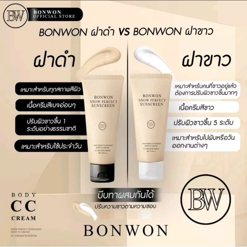 🔥พร้อมส่ง | แท้💯2 สูตร แพคเกจใหม่มีกล่อง🌞🌤️กันแดด Bonwon Body CC Cream กันแดดผิวขาว บอนวอน ไม่ติดเบา