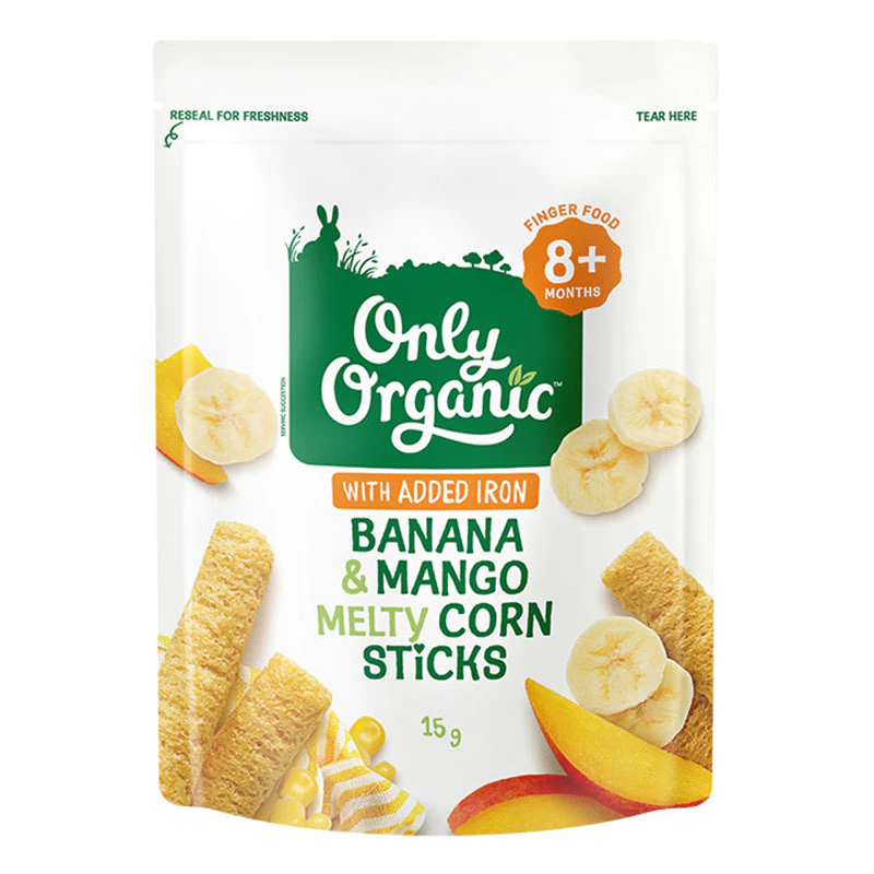 Only Organic ขนมข้าวโพดแท่งออร์แกนิค สำหรับเด็กวัย 8+ เดือนขึ้นไป