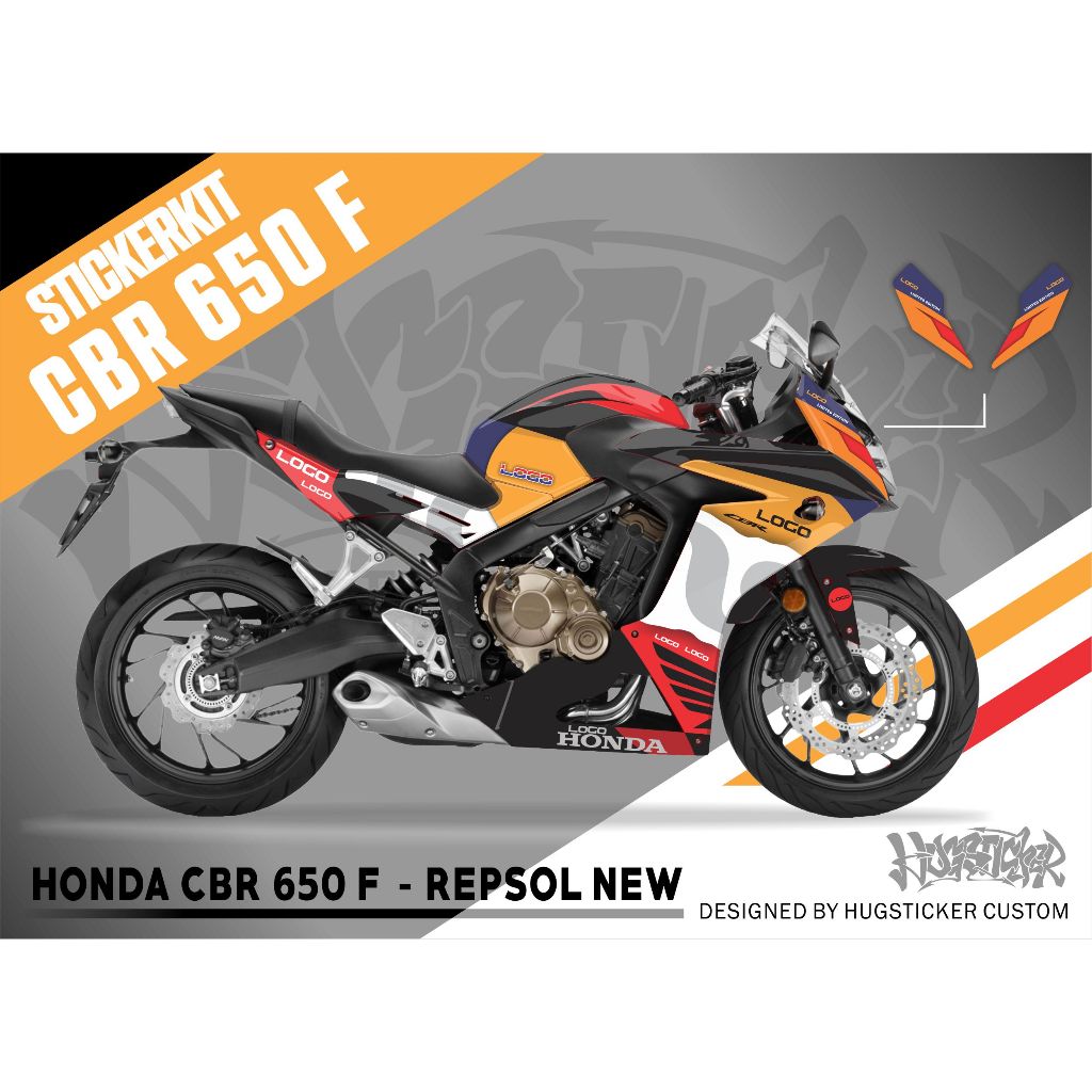 Hugsticker สติ๊กเกอร์ติดรถ สติ๊กเกอร์ CBR650F ลาย Repsol New