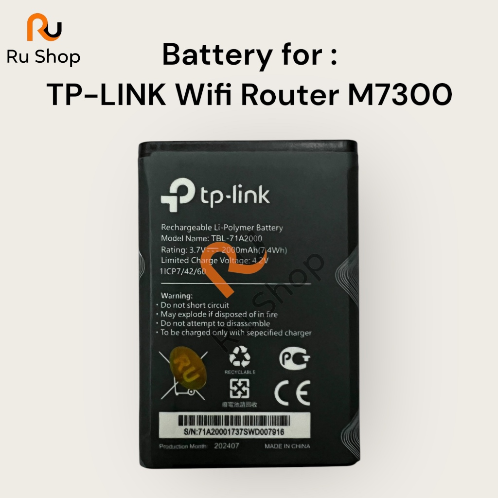 แบตเตอรี่ สำหรับ TP-LINK Wifi Router M7300 TBL-71A2000 2000mAh