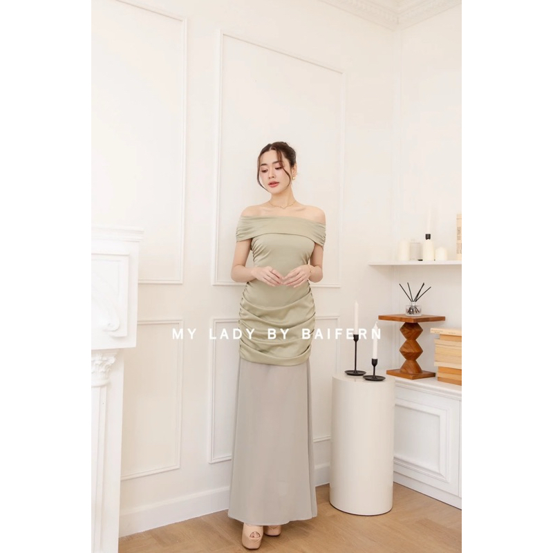 ส่งต่อแบรนด์ My lady by baifern Size S สี Olive green  ใส่ 1 ครั้ง ไม่มีตำหนิ