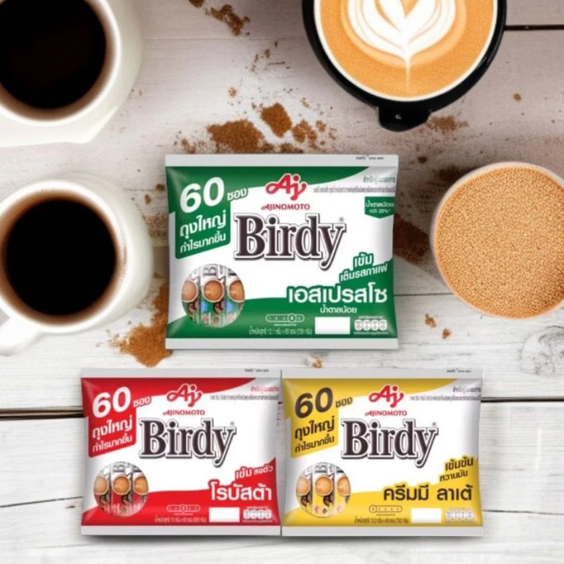 Birdy 3in1 ROBUSTA 60 ,27 sachets เบอร์ดี้ 3 อิน 1 โรบัสต้า เอสเปรสโซ ครีมมีลาเต้ แพค 60 ซอง และ27ซอง