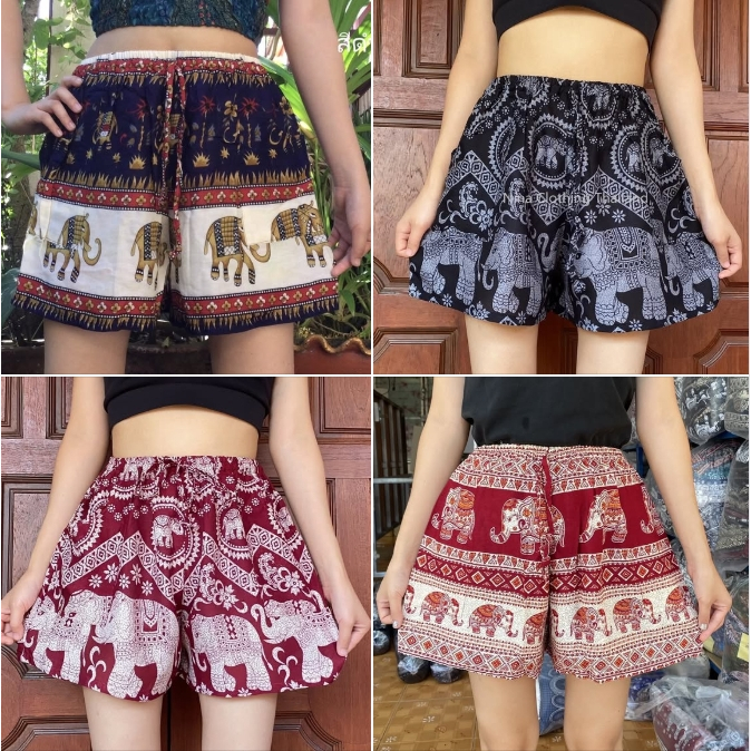 กางเกงขาสั้น กางเกงลายช้าง Elephant pants Thai pants Shorts