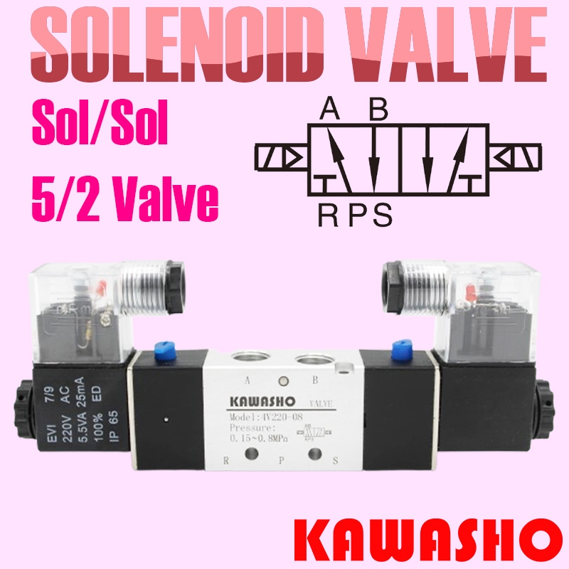 โซลินอยด์ วาล์ว 4V120-M5 / 4V120-06 / 4V220-06 / 4V220-08 / 4V320-08 / 4V320-10 / 4V420-15 Solenoid 