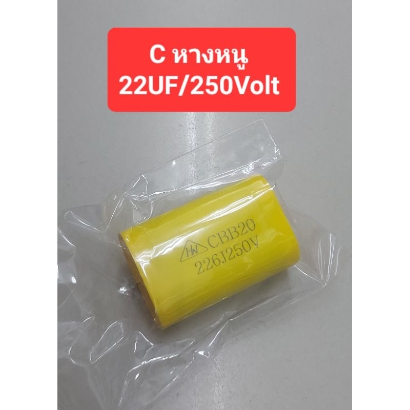 22UF/250Volt (C หางหนู)