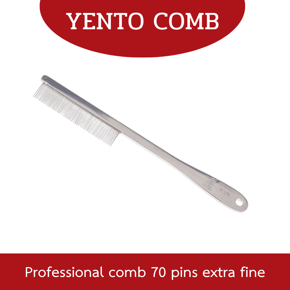 หวีขนาดฟันระดับละเอียดพิเศษพร้อมด้ามจับ Yento 70 Pins. (730) หวีคุณภาพสูงจากญี่ปุ่น สำหรับช่างอาบน้ำ