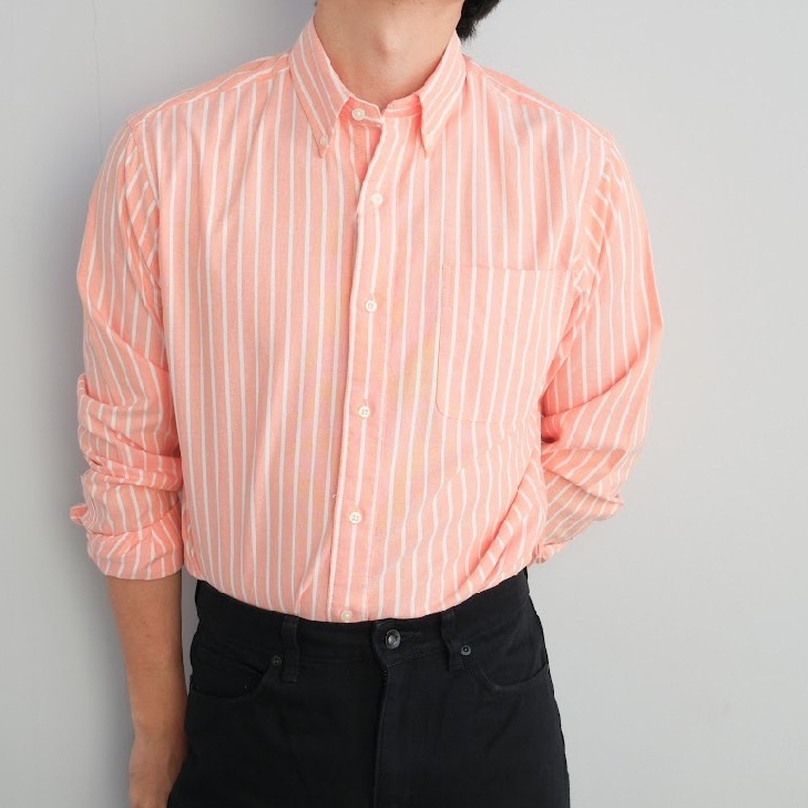 era-won Premium Quality เสื้อเชิ้ต คอปก Dress shirt Regular Shirt แขนยาว สี Orange